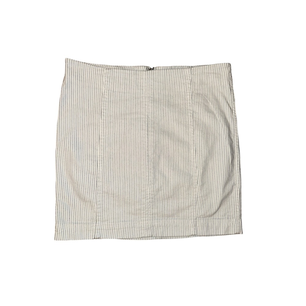 Free People Mini Skirt Womens‎ 8 White Pinstripe High Waisted Cotton Blend